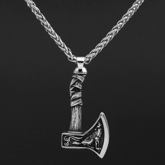 Chain Necklaces Necklace with Pendant Vikings Axe Wolf Stainless Steel Necklace Ancient Treasures Ancientreasures Viking Odin Thor Mjolnir Celtic Ancient Egypt Norse Norse Mythology