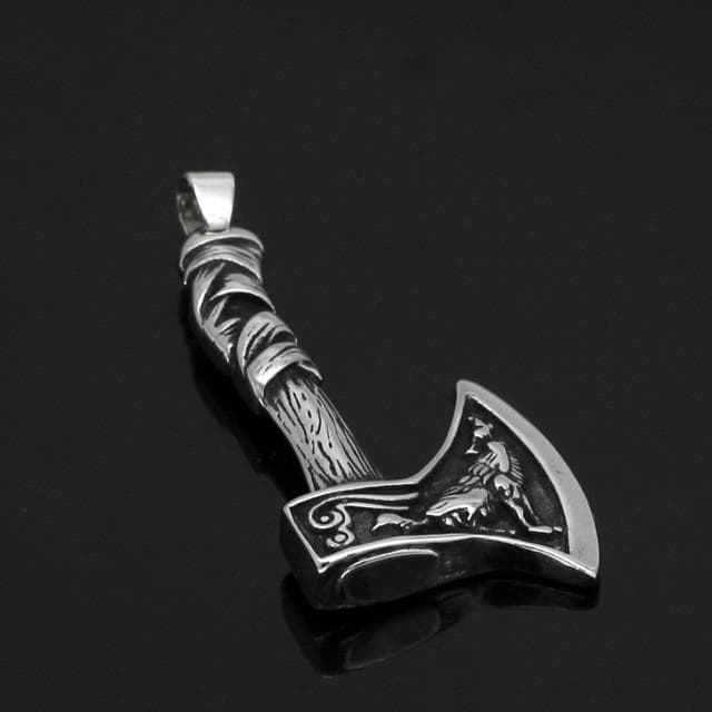 Chain Necklaces Pendant-silver Vikings Axe Wolf Stainless Steel Necklace Ancient Treasures Ancientreasures Viking Odin Thor Mjolnir Celtic Ancient Egypt Norse Norse Mythology