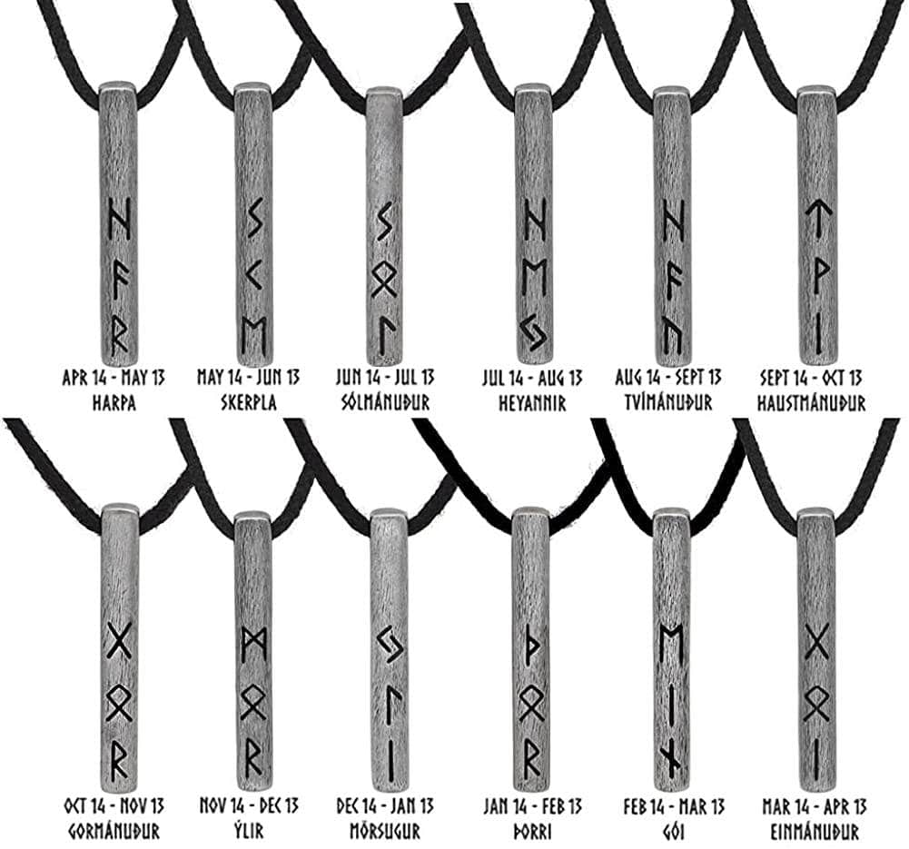 Silver Chain Runes Viking Runes Birthday Stainless Steel Silver Necklaces - Ancient ...