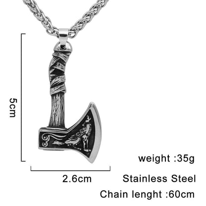 Chain Necklaces Vikings Axe Wolf Stainless Steel Necklace Ancient Treasures Ancientreasures Viking Odin Thor Mjolnir Celtic Ancient Egypt Norse Norse Mythology