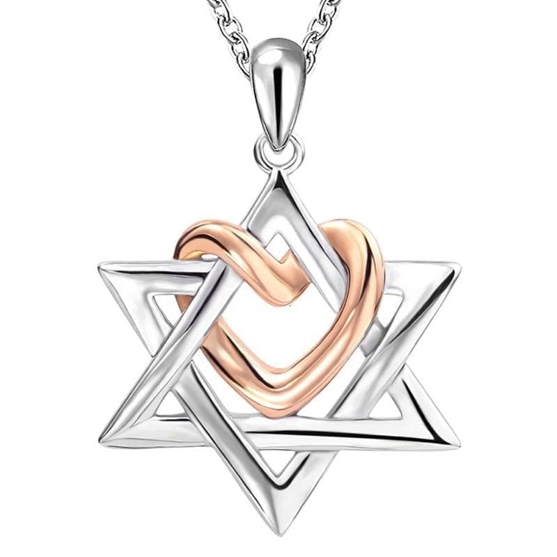 Chain Necklaces Xiaojing 925 Sterling Silver Star of David With Rose Gold Color Love Heart Pendants & Necklaces For Women Fashion Jewelry Gift|Chain Necklaces| Ancient Treasures Ancientreasures Viking Odin Thor Mjolnir Celtic Ancient Egypt Norse Norse Mythology