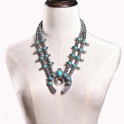 Native American Chain Squash Blossom Necklace