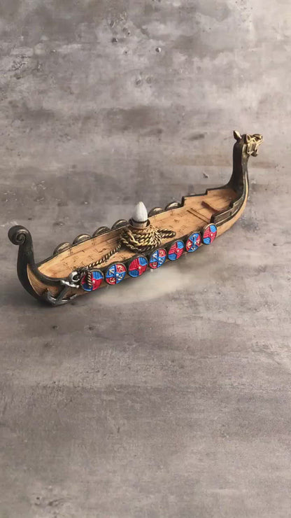 Viking Ship Waterfall Incense Holder