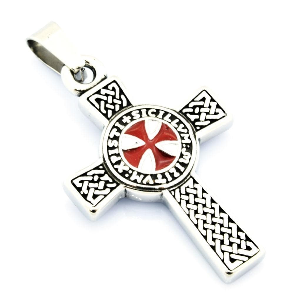 Default Title FANSSTEEL Stainless steel jewelry  knight templar cross pendant two sides FSP17W71