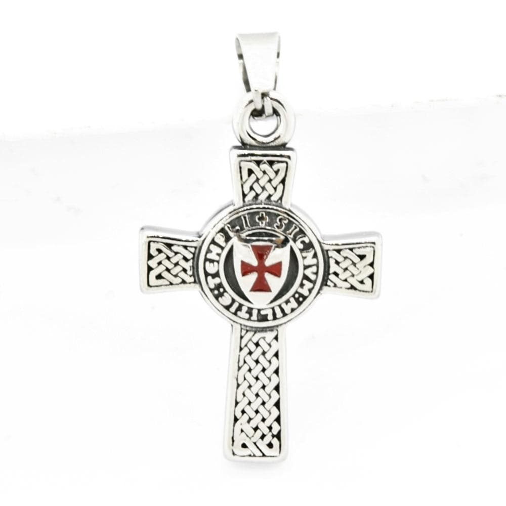 Default Title FANSSTEEL Stainless steel jewelry  knight templar cross pendant two sides FSP17W71