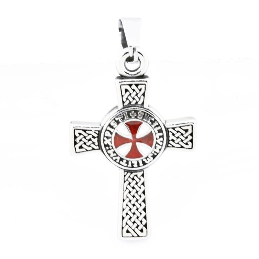 Default Title FANSSTEEL Stainless steel jewelry  knight templar cross pendant two sides FSP17W71