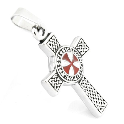 Default Title FANSSTEEL Stainless steel jewelry  knight templar cross pendant two sides FSP17W71