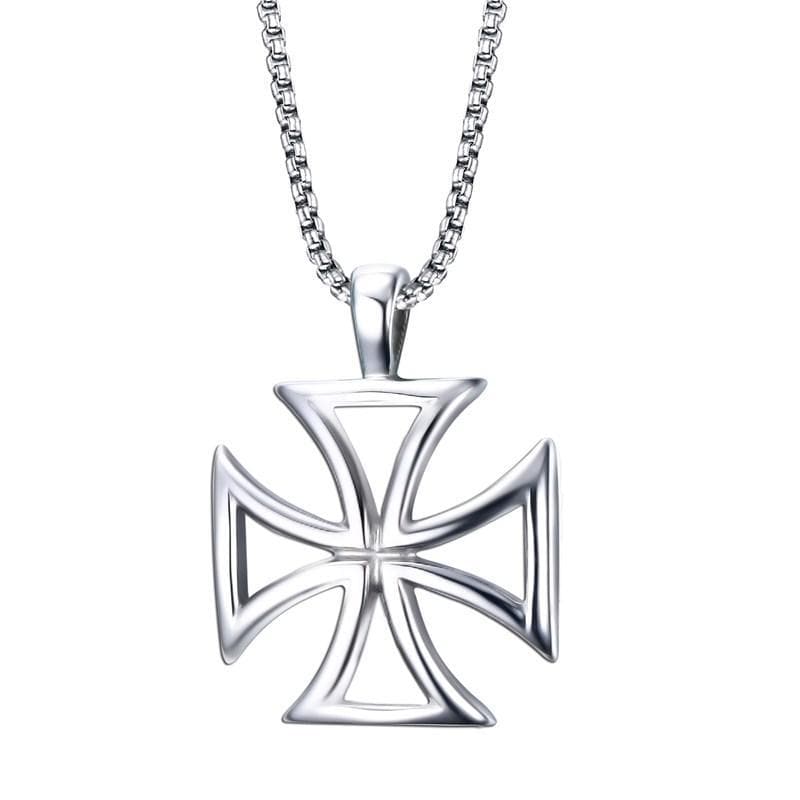 Default Title Mprainbow Mens Necklace Stainless Steel Vintage Hollow Maltese Iron Cross Pendant Necklace Knights Templar Cross Fashion Jewelry