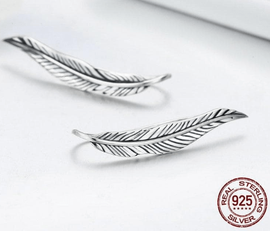 Drop Earrings BAMOER Authentic 925 Sterling Silver Vintage Feather Wings Cuff Drop Earrings for Women Sterling Silver Earrings Jewelry SCE258|earrings for|dropping earrings for womendrop earrings Ancient Treasures Ancientreasures Viking Odin Thor Mjolnir Celtic Ancient Egypt Norse Norse Mythology