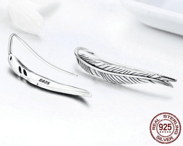 Drop Earrings BAMOER Authentic 925 Sterling Silver Vintage Feather Wings Cuff Drop Earrings for Women Sterling Silver Earrings Jewelry SCE258|earrings for|dropping earrings for womendrop earrings Ancient Treasures Ancientreasures Viking Odin Thor Mjolnir Celtic Ancient Egypt Norse Norse Mythology