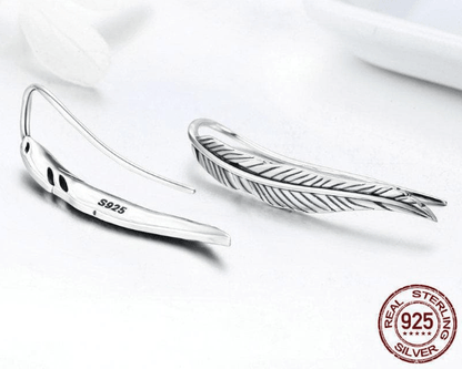 Drop Earrings BAMOER Authentic 925 Sterling Silver Vintage Feather Wings Cuff Drop Earrings for Women Sterling Silver Earrings Jewelry SCE258|earrings for|dropping earrings for womendrop earrings Ancient Treasures Ancientreasures Viking Odin Thor Mjolnir Celtic Ancient Egypt Norse Norse Mythology