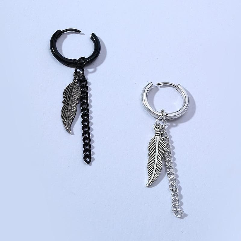 Drop Earrings Native American Feather Solid Stainless Steel Earring Ancient Treasures Ancientreasures Viking Odin Thor Mjolnir Celtic Ancient Egypt Norse Norse Mythology