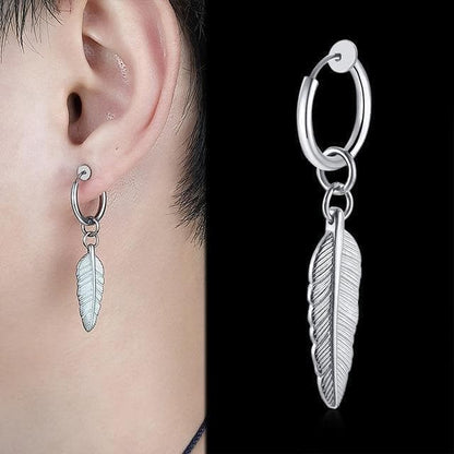 Drop Earrings Steel Style 2 Native American Feather Solid Stainless Steel Earring Ancient Treasures Ancientreasures Viking Odin Thor Mjolnir Celtic Ancient Egypt Norse Norse Mythology