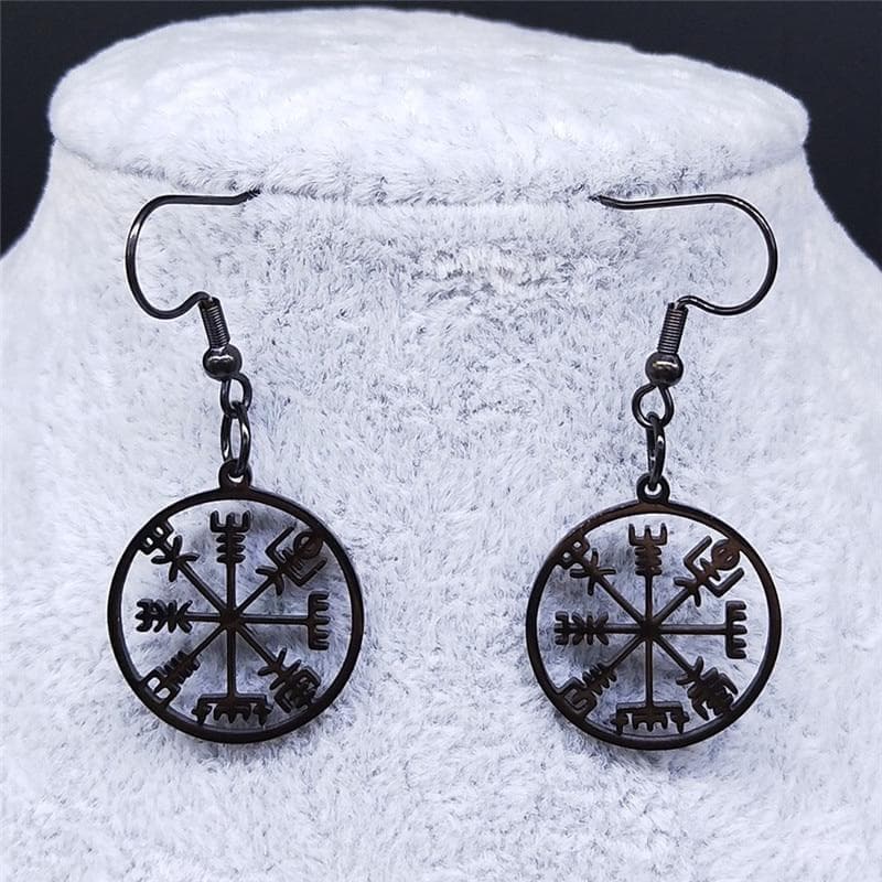 Drop Earrings Viking Vegvisir Compass Stainless Steel Earrings Women Nordic Runes Odin Celts Ethnic Jewelry boucles d oreille femme EXS03|Drop Earrings| Ancient Treasures Ancientreasures Viking Odin Thor Mjolnir Celtic Ancient Egypt Norse Norse Mythology