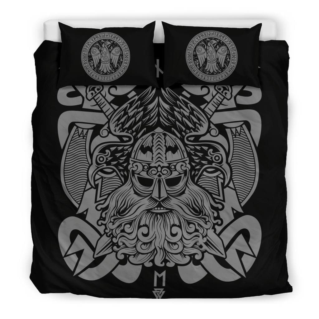 Duvet Covers Bedding Set - Duvet Cover and Two Pillow Cases / US King Odin and his Ravens Duvet Cover and Pillow Cases Set Ancient Treasures Ancientreasures Viking Odin Thor Mjolnir Celtic Ancient Egypt Norse Norse Mythology