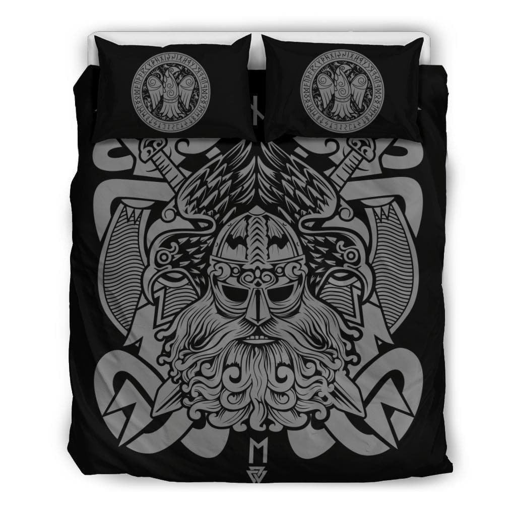 Duvet Covers Bedding Set - Duvet Cover and Two Pillow Cases / US Queen/Full Odin and his Ravens Duvet Cover and Pillow Cases Set Ancient Treasures Ancientreasures Viking Odin Thor Mjolnir Celtic Ancient Egypt Norse Norse Mythology