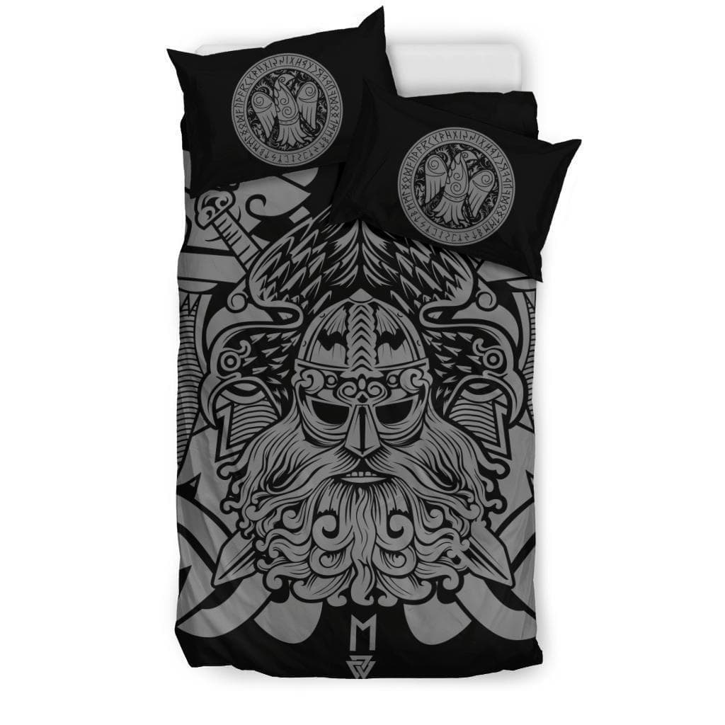 Duvet Covers Bedding Set - Duvet Cover and Two Pillow Cases / US Twin Odin and his Ravens Duvet Cover and Pillow Cases Set Ancient Treasures Ancientreasures Viking Odin Thor Mjolnir Celtic Ancient Egypt Norse Norse Mythology