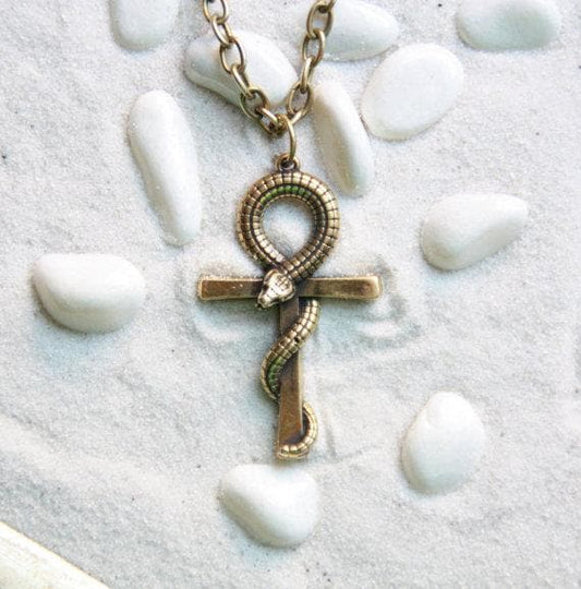 Egypt Handmade Bronze Snake Ankh Pendant Necklace Ancient Treasures Ancientreasures Viking Odin Thor Mjolnir Celtic Ancient Egypt Norse Norse Mythology