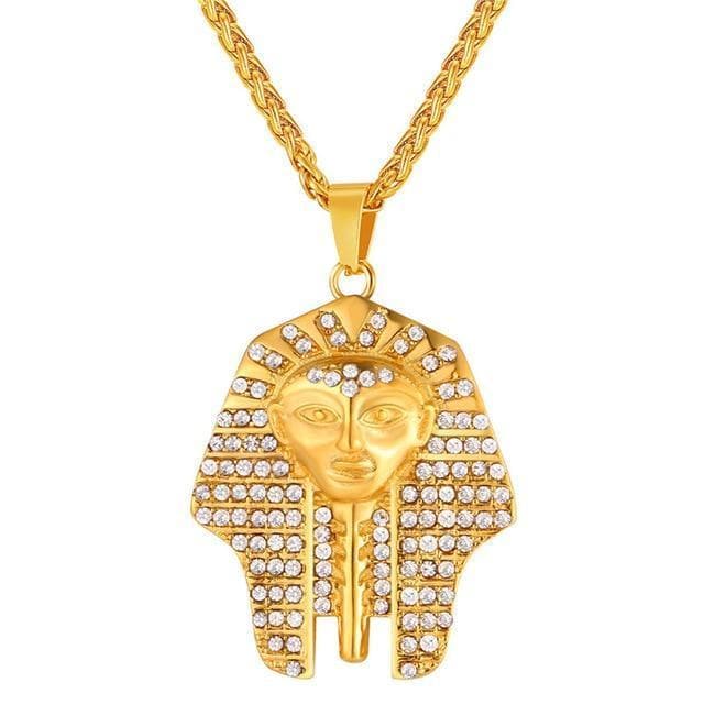 Gold-color Ancient Egypt Pharaoh Pendant Head Necklace