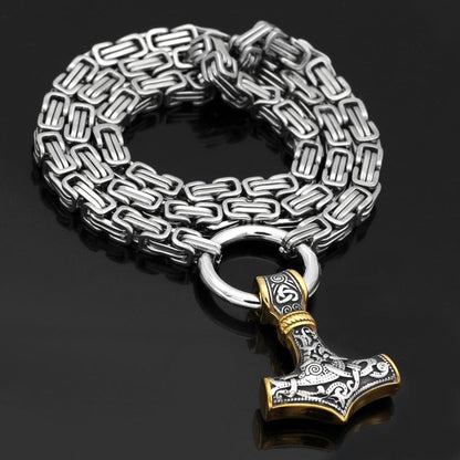 Vikings Mjolnir  Stainless Steel King Chain Necklace