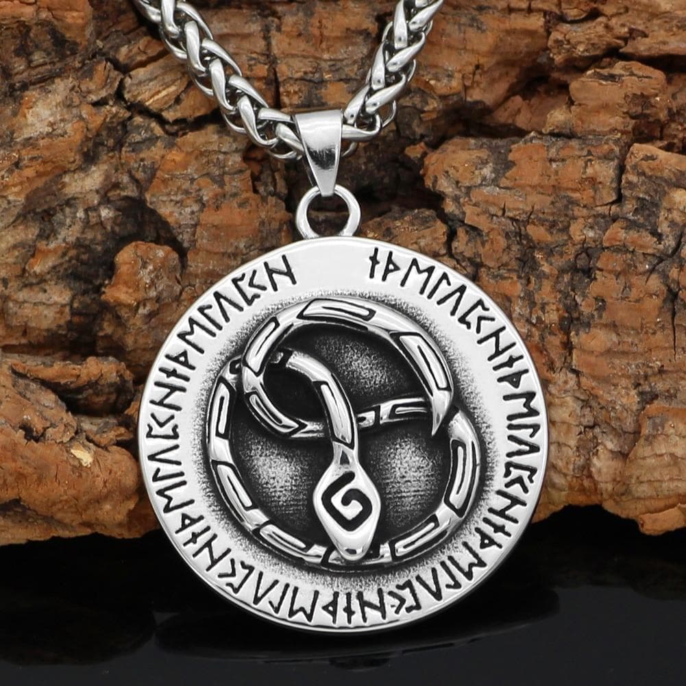 Viking Nordic Snake Rune Stainless Steel Pendant & Necklace - Ancient ...