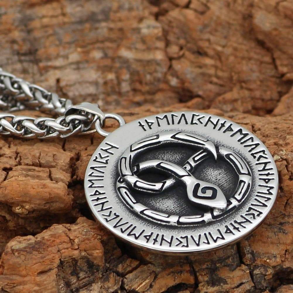 Viking Nordic Snake Rune Stainless Steel Pendant & Necklace - Ancient ...