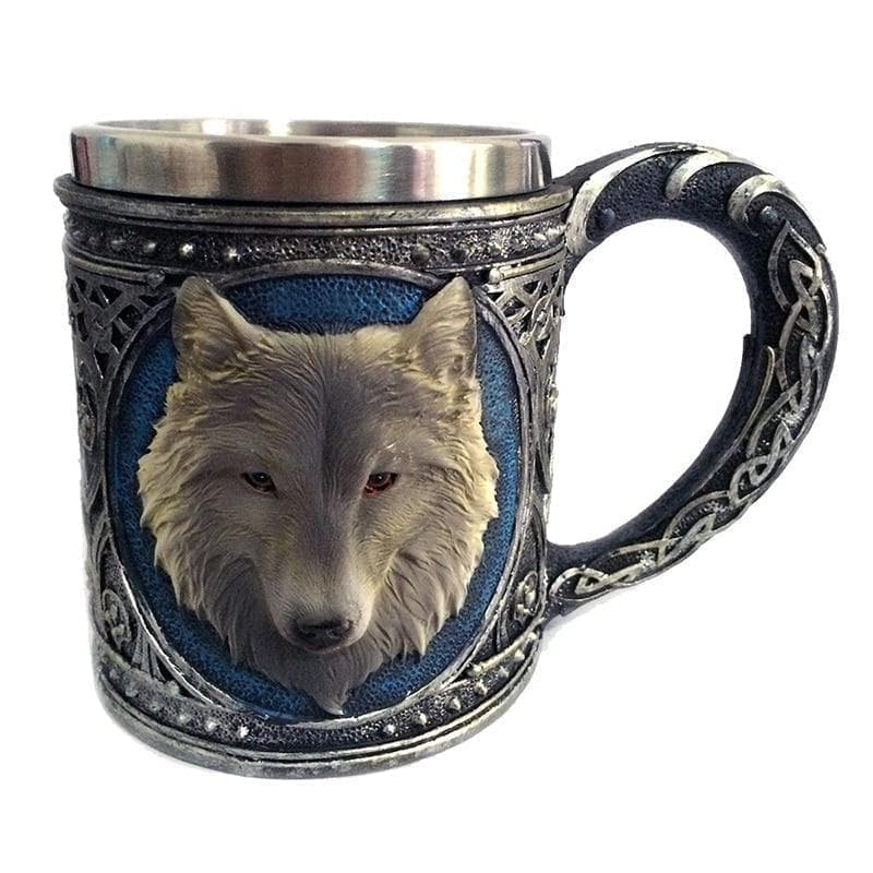 Mugs Stainless Steel Nordic Wolf Beer Cup Ancient Treasures Ancientreasures Viking Odin Thor Mjolnir Celtic Ancient Egypt Norse Norse Mythology
