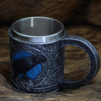 Mugs Viking Odin Raven Stainless Steel Mug Ancient Treasures Ancientreasures Viking Odin Thor Mjolnir Celtic Ancient Egypt Norse Norse Mythology