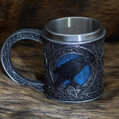 Mugs Viking Odin Raven Stainless Steel Mug Ancient Treasures Ancientreasures Viking Odin Thor Mjolnir Celtic Ancient Egypt Norse Norse Mythology