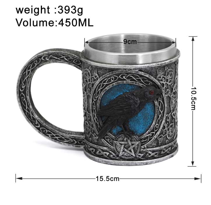 Mugs Viking Odin Raven Stainless Steel Mug Ancient Treasures Ancientreasures Viking Odin Thor Mjolnir Celtic Ancient Egypt Norse Norse Mythology