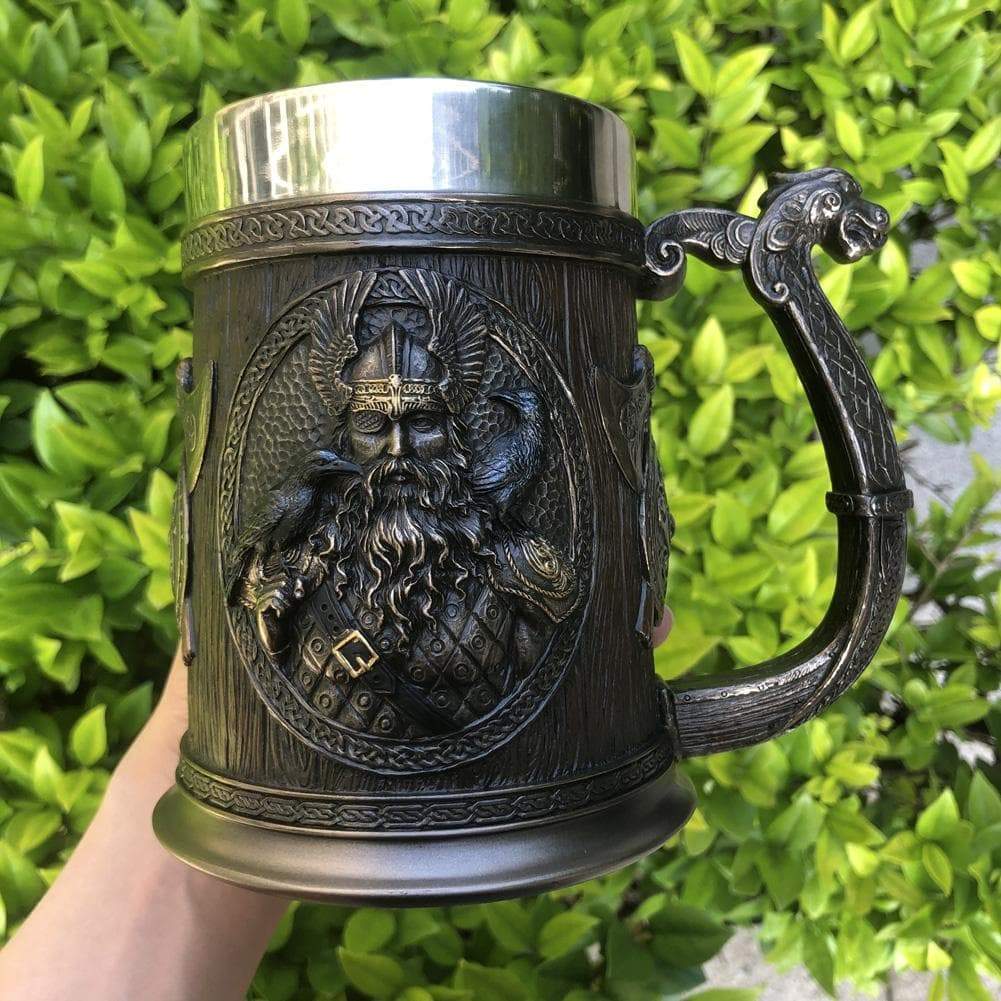 Viking Thor and Odin Heavy Stainless Steel Tankard Mug - Ancient ...