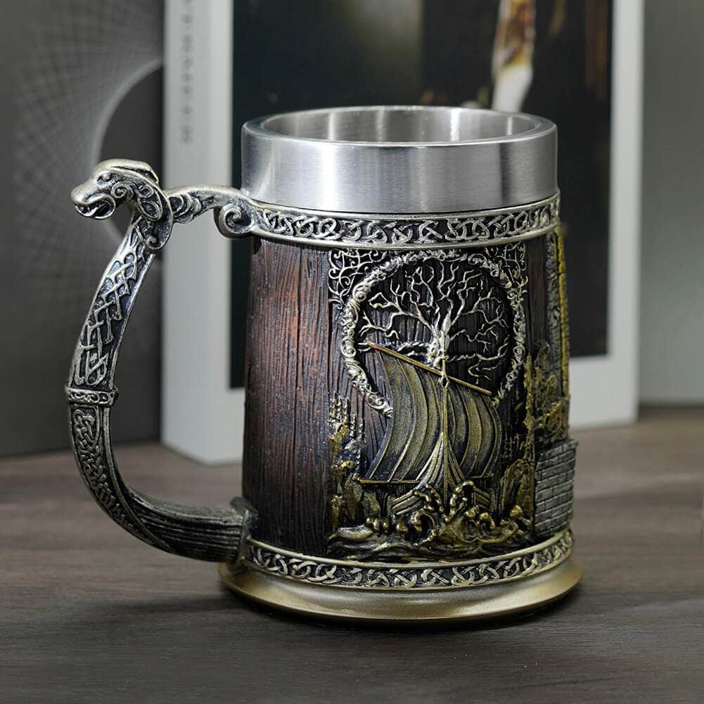 Viking Valhalla Storm Heavy Stainless Steel Tankard Mug - Ancient ...