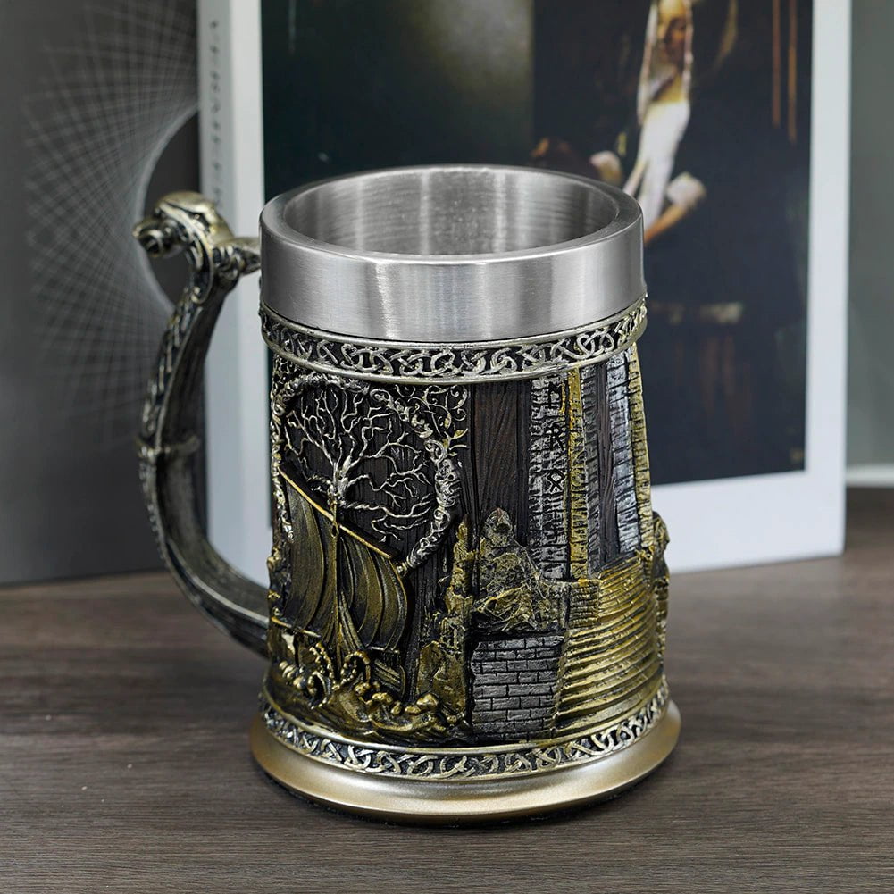 Viking Valhalla Storm Heavy Stainless Steel Tankard Mug - Ancient ...