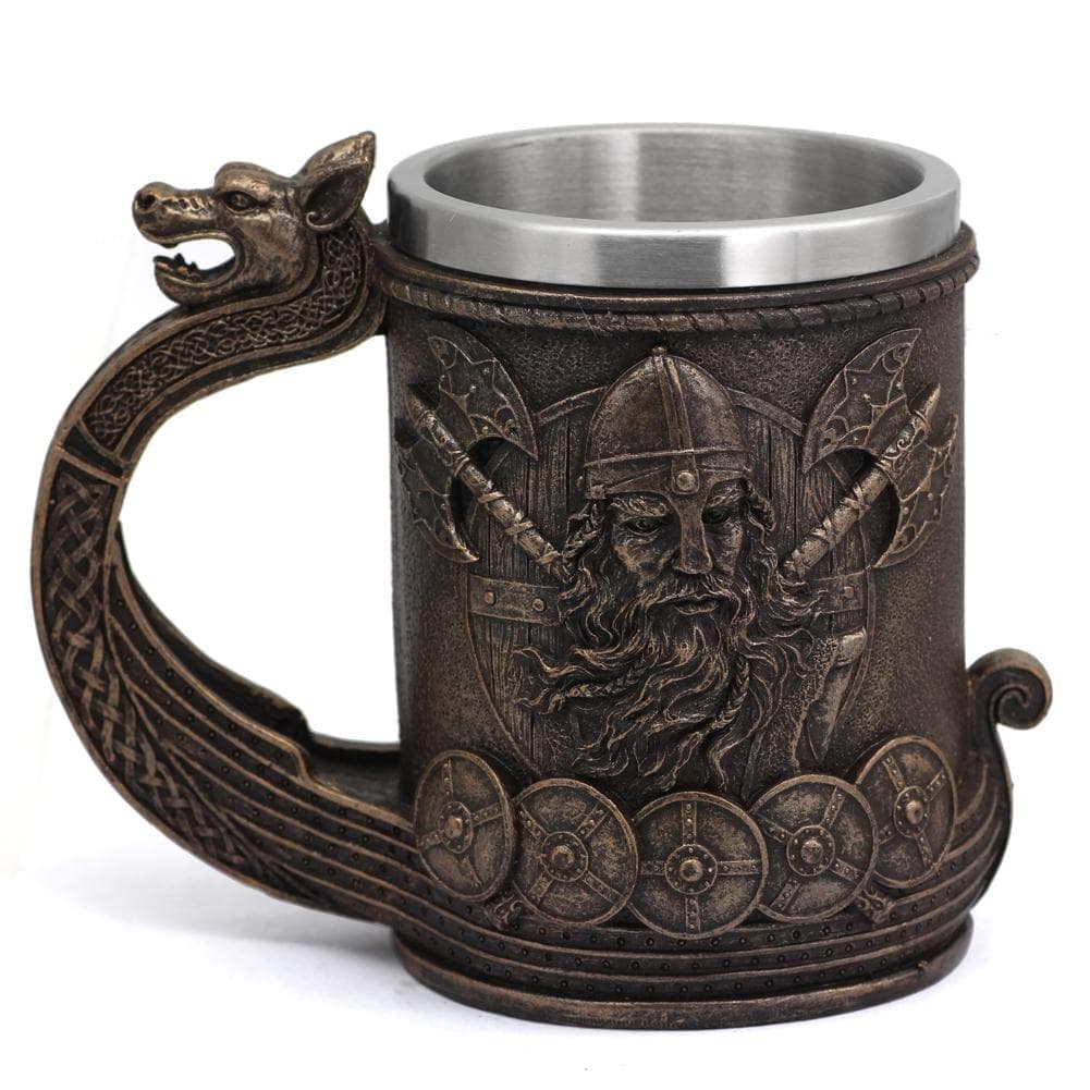 Mugs Viking Warrior Heavy Stainless Steel Tankard Mug Ancient Treasures Ancientreasures Viking Odin Thor Mjolnir Celtic Ancient Egypt Norse Norse Mythology