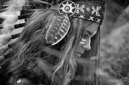 Native American 20X30cm No Frame / Picture 2 Native American Black & White Indian Women Canvas