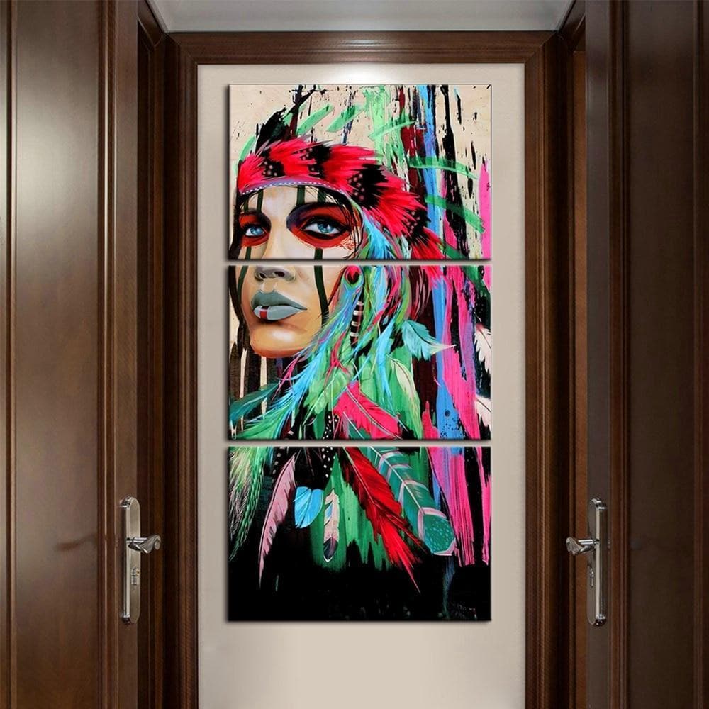 Native American Native American Colorful Woman Canvas