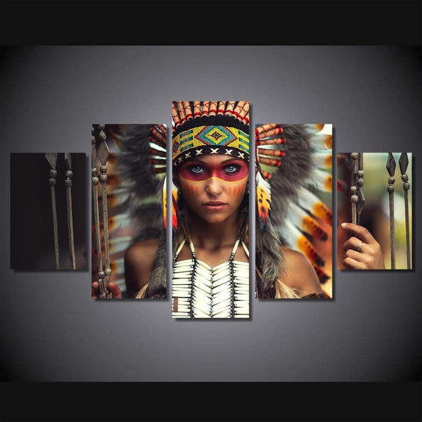 Native American Indian Girl HD Printed Canvas - Ancient Treasures