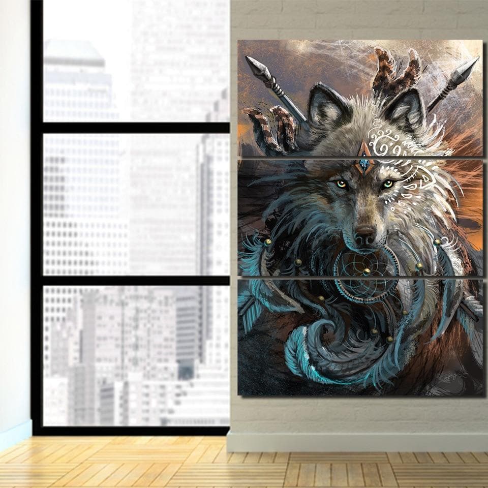 Native American Native American Indian Wolf Warrior Canvas