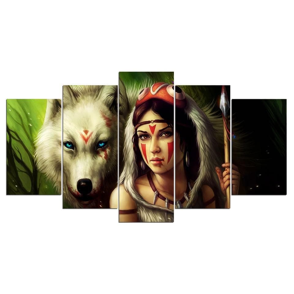 Native American Native American Princess Mononoke 5 Pieces Canvas Wall Art