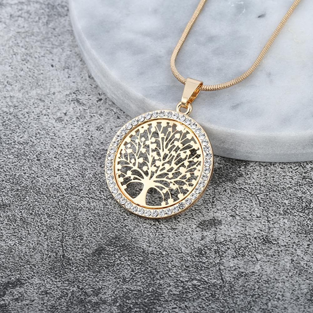 Necklace Delicate Jeweled Tree of Life Pendant Necklace