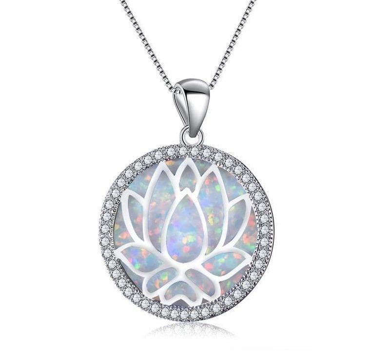 Necklaces Blaike 925 Sterling Silver Rainbow Lotus Flower Pendants White/Blue Fire Opal Birthstone Necklaces For Women Zircon Fine Jewelry|Necklaces| Ancient Treasures Ancientreasures Viking Odin Thor Mjolnir Celtic Ancient Egypt Norse Norse Mythology