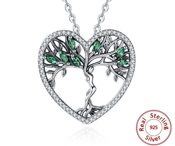 Necklaces EUDORA 925 Sterling Silver Tree of Life Pendant Clear Green CZ Necklaces Independent freedom goddess necklace Women Jewelry D497|Necklaces| Ancient Treasures Ancientreasures Viking Odin Thor Mjolnir Celtic Ancient Egypt Norse Norse Mythology