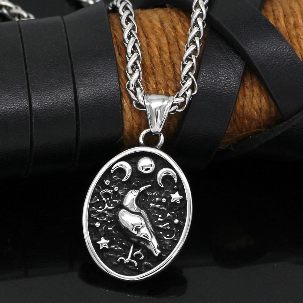 Pendants Vikings Raven Stainless Steel Chain Necklace Ancient Treasures Ancientreasures Viking Odin Thor Mjolnir Celtic Ancient Egypt Norse Norse Mythology