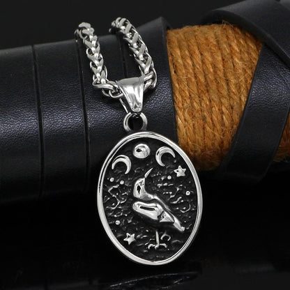 Necklaces Vikings Raven Stainless Steel Chain Necklace Ancient Treasures Ancientreasures Viking Odin Thor Mjolnir Celtic Ancient Egypt Norse Norse Mythology