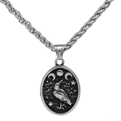 Necklaces Vikings Raven Stainless Steel Chain Necklace Ancient Treasures Ancientreasures Viking Odin Thor Mjolnir Celtic Ancient Egypt Norse Norse Mythology