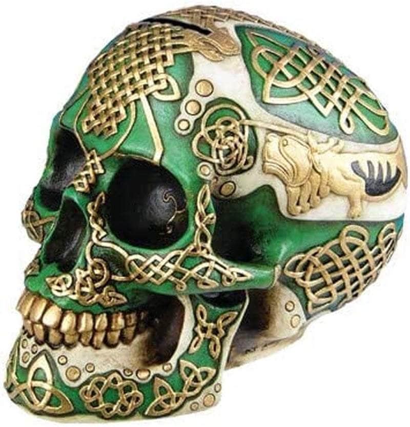 Pacific Giftware Celtic Green Lion Tribal Knot Tattoo Coat of Arms Skull Money Bank Figurine Coin Ancient Treasures Ancientreasures Viking Odin Thor Mjolnir Celtic Ancient Egypt Norse Norse Mythology