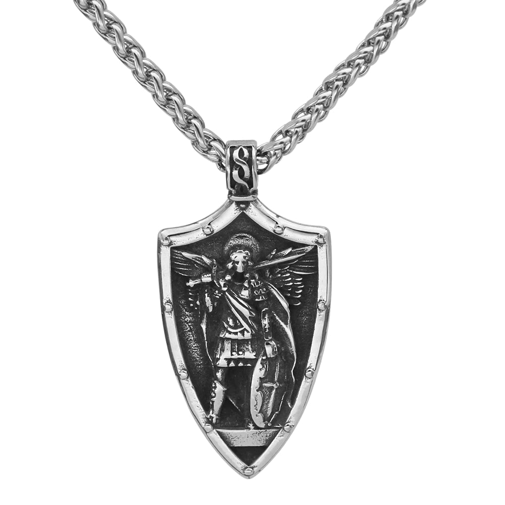 Pendant and Necklace Roman St.Michael Shield Stainless Steel Necklace Ancient Treasures Ancientreasures Viking Odin Thor Mjolnir Celtic Ancient Egypt Norse Norse Mythology
