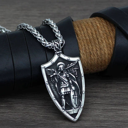 Pendant and Necklace Roman St.Michael Shield Stainless Steel Necklace Ancient Treasures Ancientreasures Viking Odin Thor Mjolnir Celtic Ancient Egypt Norse Norse Mythology