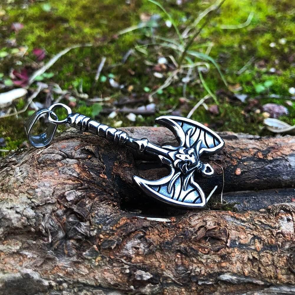 Pendant and Necklace Vikings Axe Skull Stainless Steel Necklace Ancient Treasures Ancientreasures Viking Odin Thor Mjolnir Celtic Ancient Egypt Norse Norse Mythology