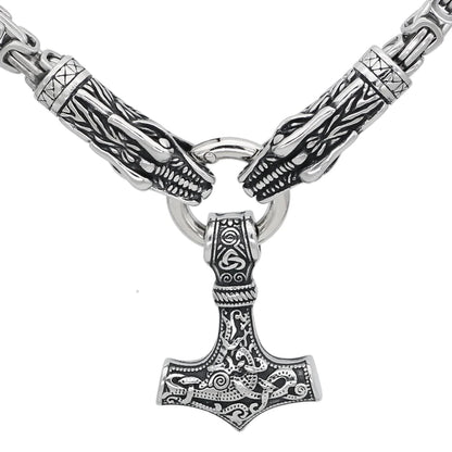 Pendant and Necklace Vikings Fenrir Mjolnir Stainless Steel Necklace Ancient Treasures Ancientreasures Viking Odin Thor Mjolnir Celtic Ancient Egypt Norse Norse Mythology